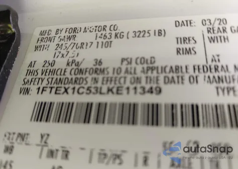 2020 Ford F-150 Xl from USA, damaged, VIN 1FTEX1C53LKE11349